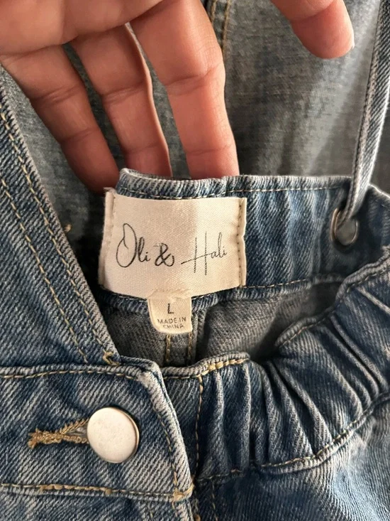 Oli & Hali Light Blue Wide-Leg Denim Overalls - Picture 3 of 5